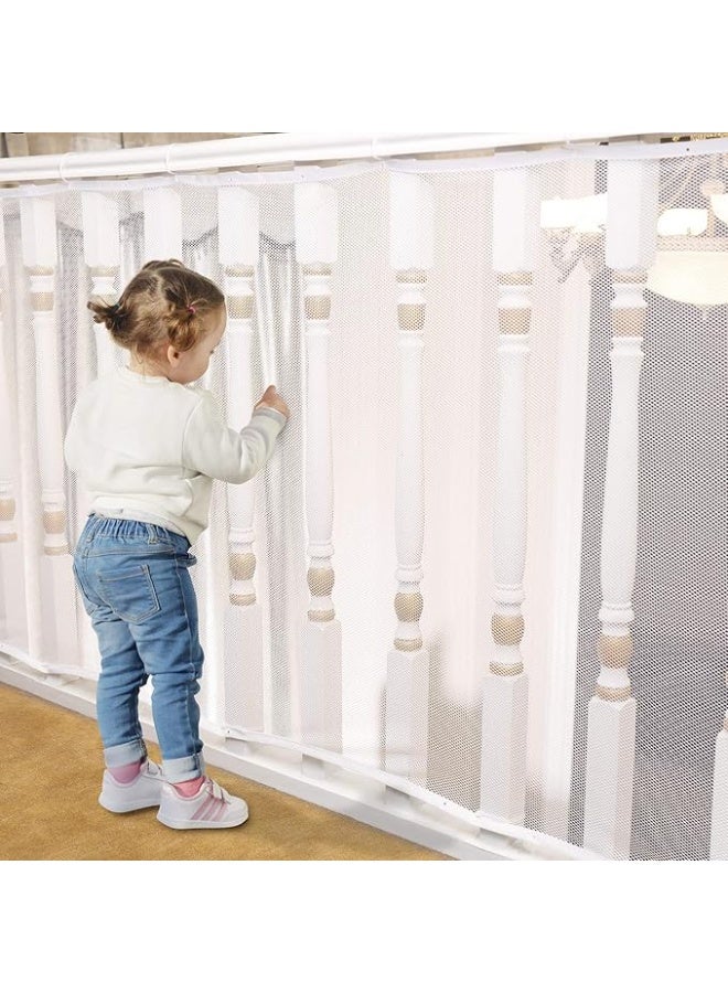 DUNISO 3 Metre Baby Safety Stair Railing Net, Baby Bannister Guard, Child Safety Net, Children's Outdoor Balcony Fence Protection Mesh, No Drilling For Dog Cat Window (300x79cm, White) - Image 2